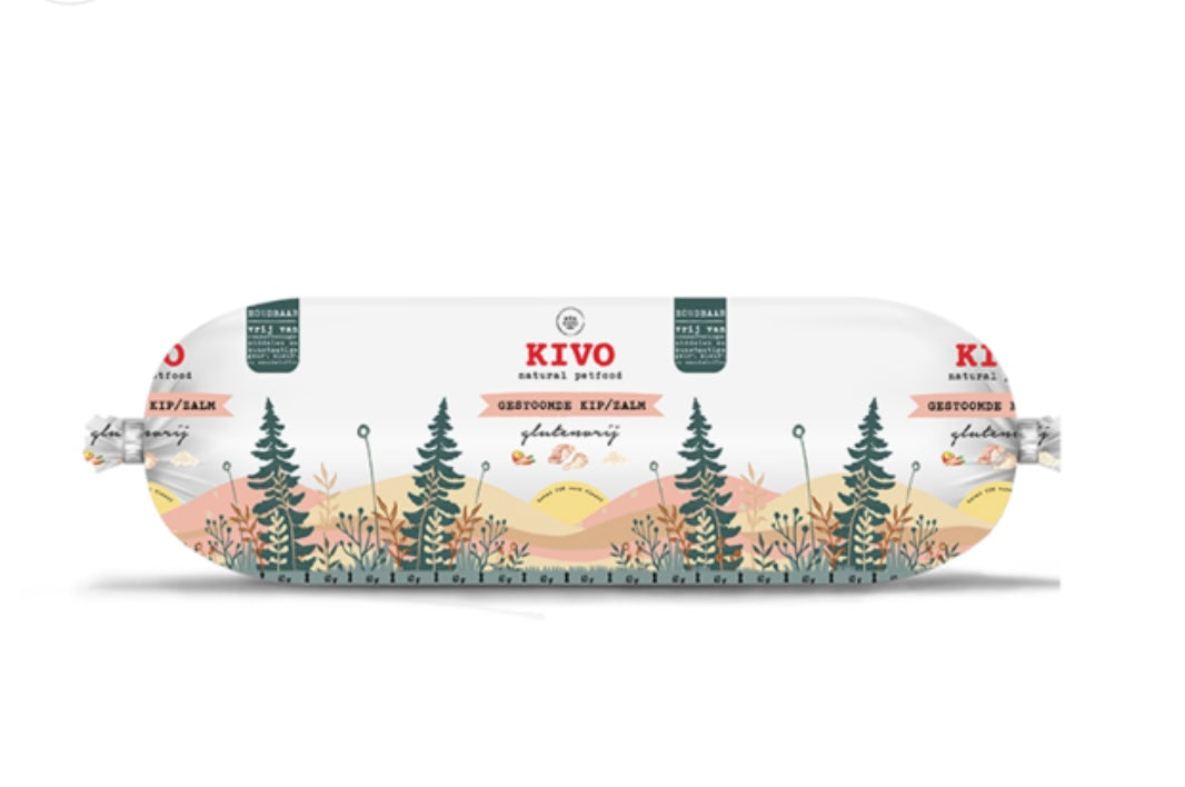 Gestoomde kip & zalm 600 gr